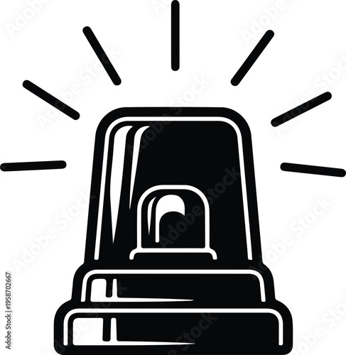 Silhouette emergency flashing beacon siren light icon for safety alert vector illustration
