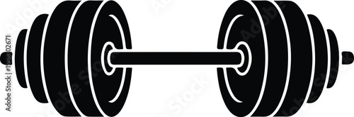 Silhouette heavy gym dumbbell with multiple weights for strength training vector illustration