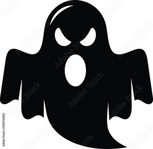 Silhouette of a spooky flying ghost for Halloween holiday design vector illustration