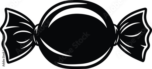 Silhouette of a single wrapped sweet candy for graphic design vector illustration