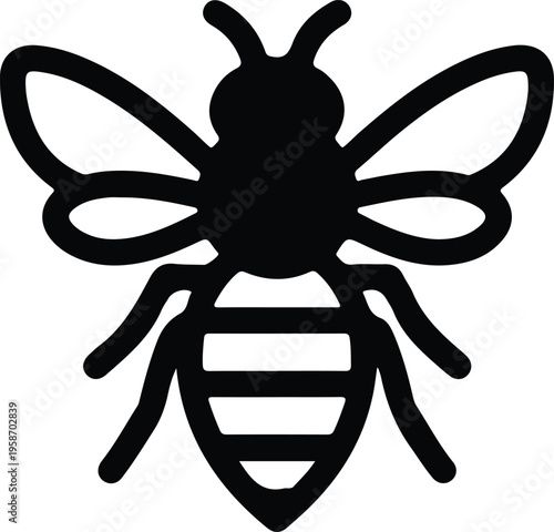 Silhouette of a stylized honeybee with spread wings for nature design vector illustration