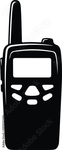 Silhouette portable walkie talkie radio for security and communication vector illustration