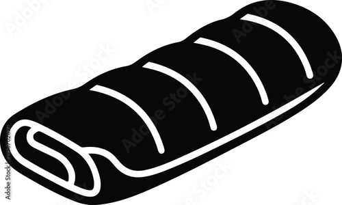 Silhouette rolled camping sleeping bag for hiking and travel vector illustration