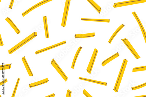 belgian fries or french fries seamless pattern, crispy potato snack illustration, fast food takeaway, street food background -vector illustration