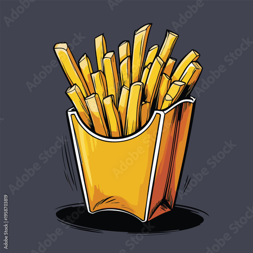 flat vector image of french fries