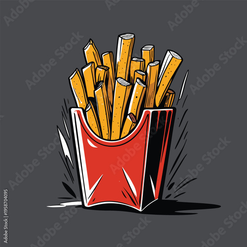flat vector image of french fries