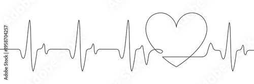 Bild auf Leinwand heart beat line heartbeat health continuous icon pulse rate medical art love