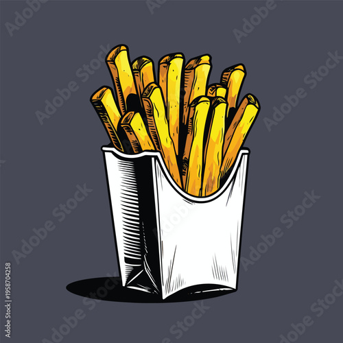 flat vector image of french fries
