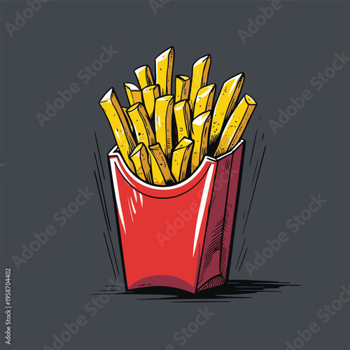 flat vector image of french fries