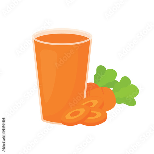 Carrot Juice With Fresh Carrots Illustration