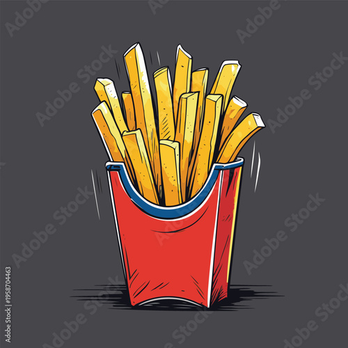 flat vector image of french fries