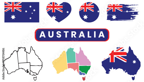 Australian flag and map variationsAustralian flag and map variations