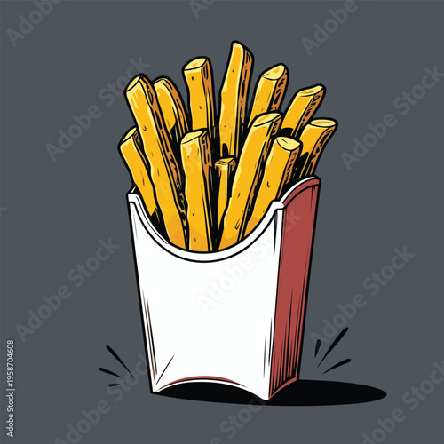 flat vector image of french fries