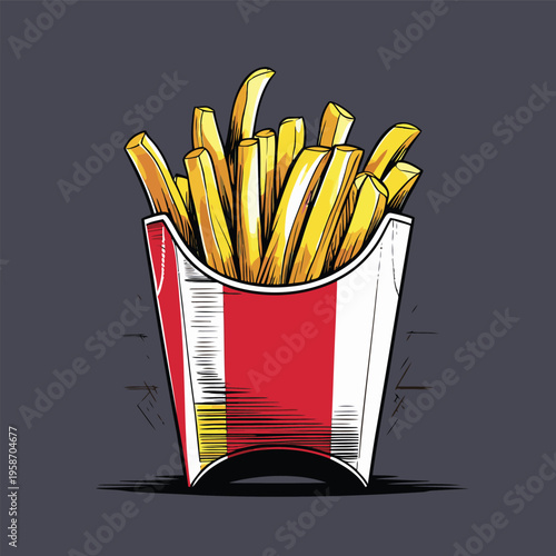 flat vector image of french fries