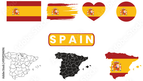 Collection of spanish flag and map graphicsCollection of spanish flag and map graphics