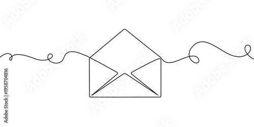 Φωτογραφία Continuous mail line one art icon email letter vector paper message