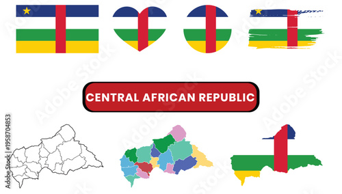 Flags of central african republic with map and illustrative design elementsFlags of central african republic with map and illustrative design elements