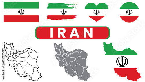 Iran flag and map collageIran flag and map collage