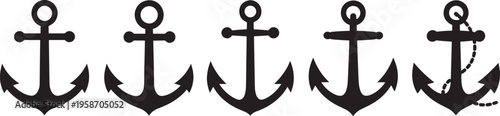 Anchor anchors symbols black white background