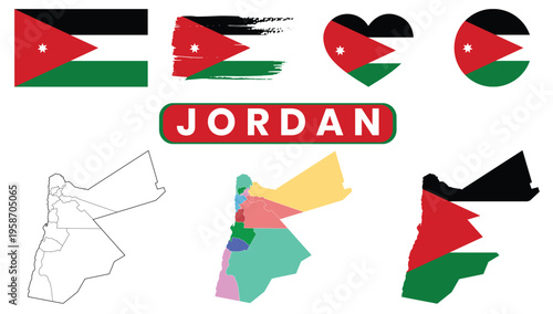 Jordan flag and map variationsJordan flag and map variations