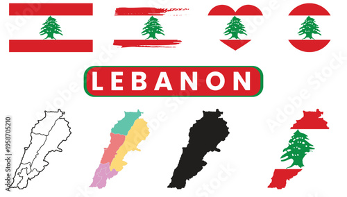 Lebanon flag and symbol variationsLebanon flag and symbol variations