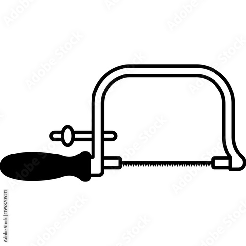 Minimalistic fine-toothed bone cutting saw outline icon