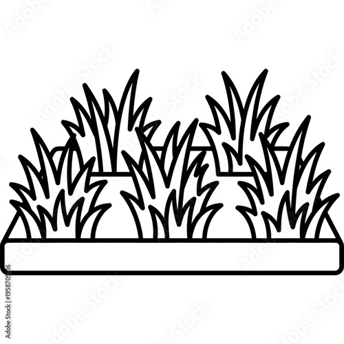Minimalistic artificial diorama grass tufts outline icon