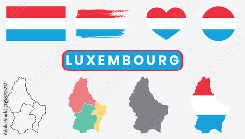 Luxembourg flag and map variationsLuxembourg flag and map variations