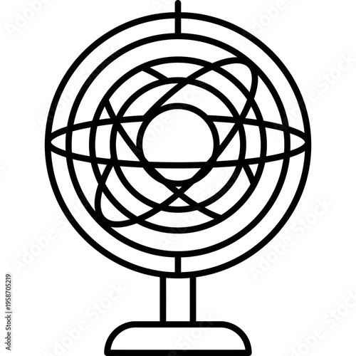 Minimalistic armillary sphere with nested rings outline icon