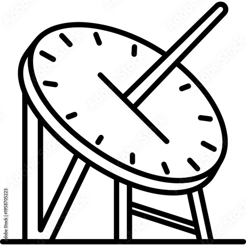 Minimalistic equatorial sundial outline icon