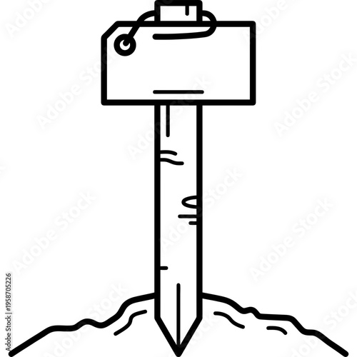 Minimalistic mining claim stake marker post outline icon