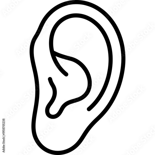 Minimalistic taxidermy ear liner plastic insert outline icon