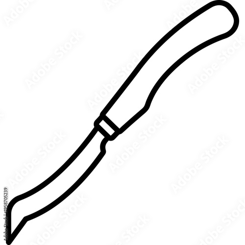 Minimalistic taxidermy fleshing beam scraping tool outline icon