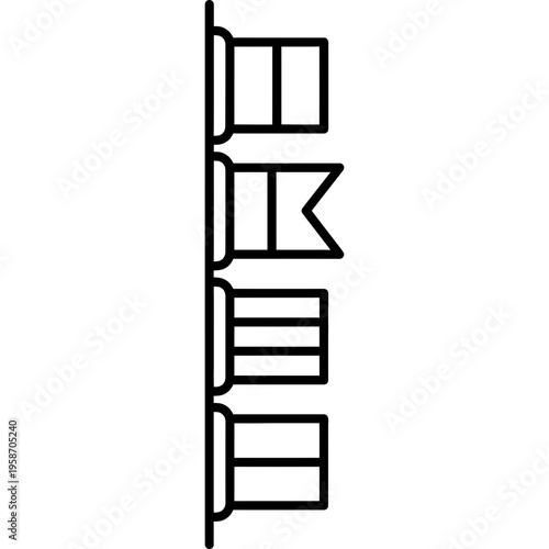 Minimalistic vertical flag hoist with signal flags outline icon
