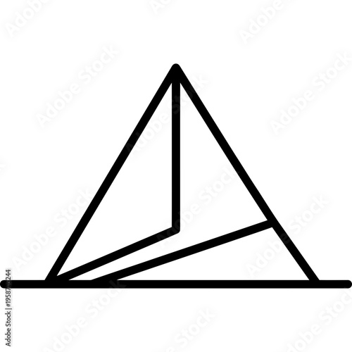 Minimalistic triangular sundial gnomon outline icon