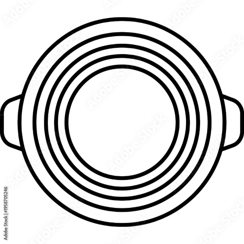 Minimalistic round gold panning pan outline icon