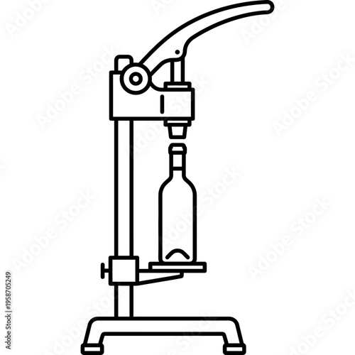 Minimalistic floor standing wine corking machine outline icon
