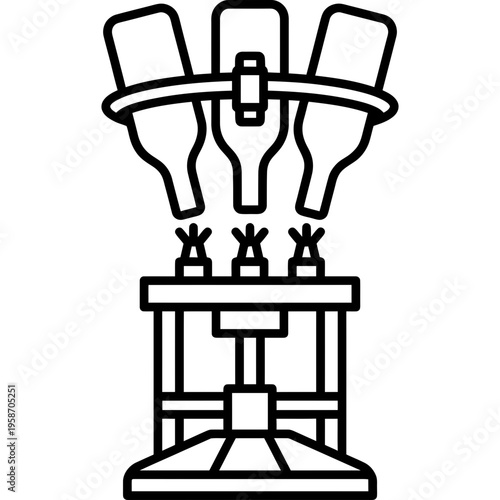 Minimalistic inverted bottle rinser sulfiter outline icon