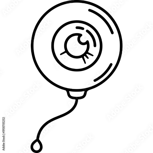 Minimalistic glass taxidermy eye on wire outline icon