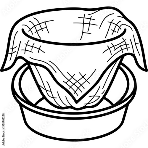 Minimalistic draped muslin cheese cloth outline icon