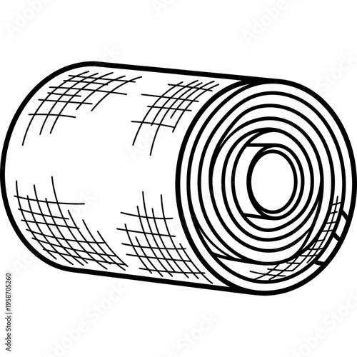 Minimalistic roll of rug backing hessian cloth outline icon