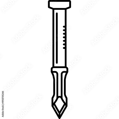 Minimalistic hand-held rock drilling steel chisel outline icon