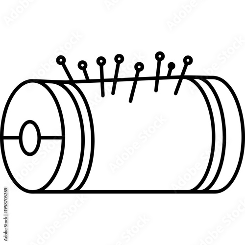 Minimalistic round bolster lace making pillow outline icon