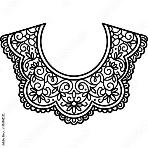 Minimalistic ornate detachable lace collar outline icon
