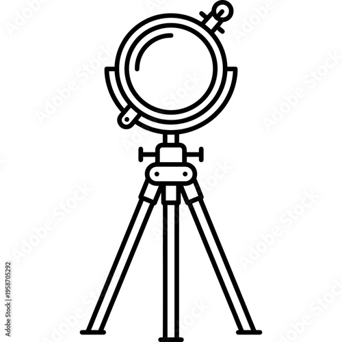 Minimalistic heliograph signaling mirror on tripod outline icon