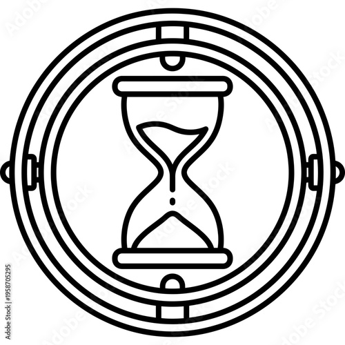 Minimalistic marine hourglass in gimbal mount outline icon