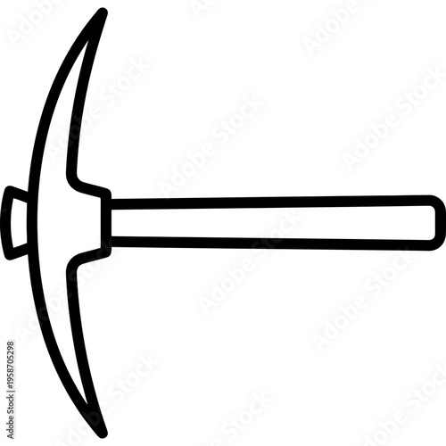 Minimalistic miner pick axe outline icon