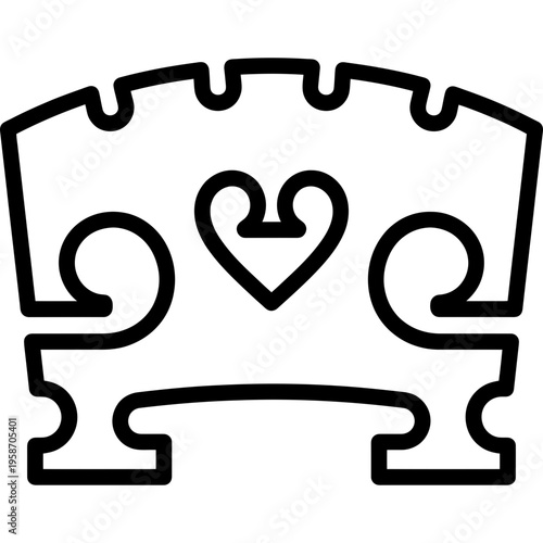 Minimalistic violin bridge with feet outline icon