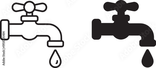 Black and white faucet with water droplets faucets taps