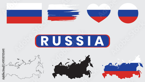 Russia flag and map graphicsRussia flag and map graphics